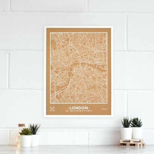 Image sur Woody Map Ciudades - Londres - L- White - White Frame