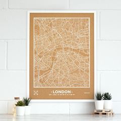 Picture of Woody Map Ciudades - Londres - XL- White - White Frame