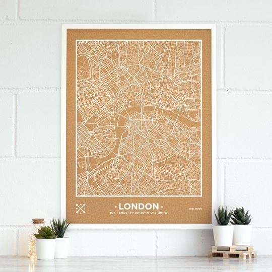 Image sur Woody Map Ciudades - Londres - XL- White - White Frame