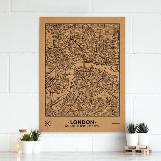 Image sur Woody Map Ciudades - Londres - XL- Black