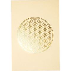 Bild von Klappkarte Blume des Lebens mattweiss/gold 12 cm x 17 cm