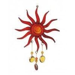 Picture of Suncatcher Sonne Fiberglas rot 15 cm