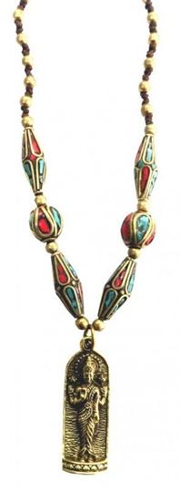 Picture of Halskette Lakshmi Amulett mit Messing- und Nepalperlen 55cm