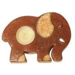 Bild von Teelichthalter Elefant Terracotta braun 15cm