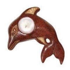 Image de Teelichthalter Delphin Terracotta braun 16x15cm