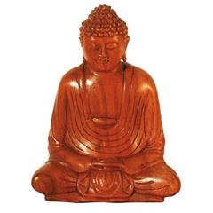 Bild von Gautama Buddha im Lotossitz Holz braun 15cm