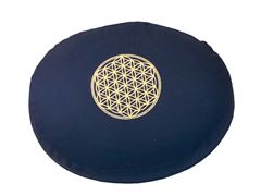 Image de Meditationskissen Blau mit Inlet Bume des Lebens in Gold