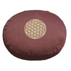 Bild von Meditationskissen Braun mit Inlet Bume des Lebens in Gold