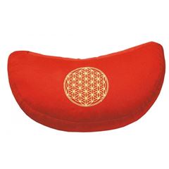 Bild von Meditationskissen Halbmond Rot mit Inlet Bume des Lebens in Gold