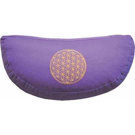 Bild von Meditationskissen Halbmond Lila mit Inlet Bume des Lebens in Gold