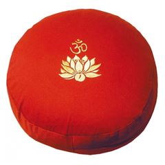 Bild von Meditationskissen Rot mit Inlet Lotus OM in Gold