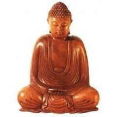 Bild von Gautama Buddha im Lotossitz Holz braun 25cm
