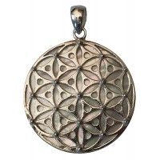 Picture of Anhänger Perlmutt Blume des Lebens Silber 925 3,5cm