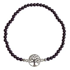 Immagine di Armband Baum des Lebens 1,2cm Silber 925 mit Onyx Perlen 6cm elastisch