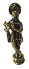 Bild von Krishna mit Flöte Messing 6cm