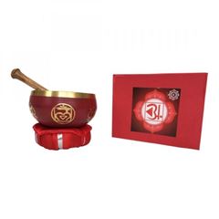 Picture of Klangschalen Set „Muladhara Chakra“ rot mit Klöppel & Kissen 10 cm 330g