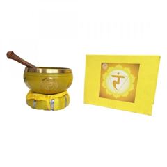 Image de Klangschalen Set „Manipuram Chakra“ gelb mit Klöppel & Kissen 10 cm 330 g