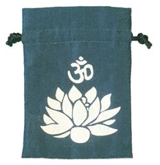 Bild von Baumwollsäckchen Om Lotus türkis 8x11cm