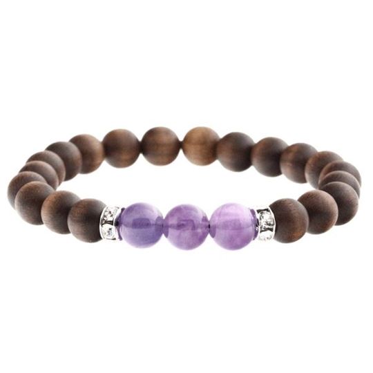 Picture of Weisheit Crystal-Nussholz-Armband mit Amethyst