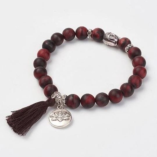 Image sur Buddha-Armband Rotes Tigerauge mit Quaste