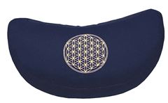 Bild von Meditationskissen Halbmond Blau mit Inlet Bume des Lebens in Gold