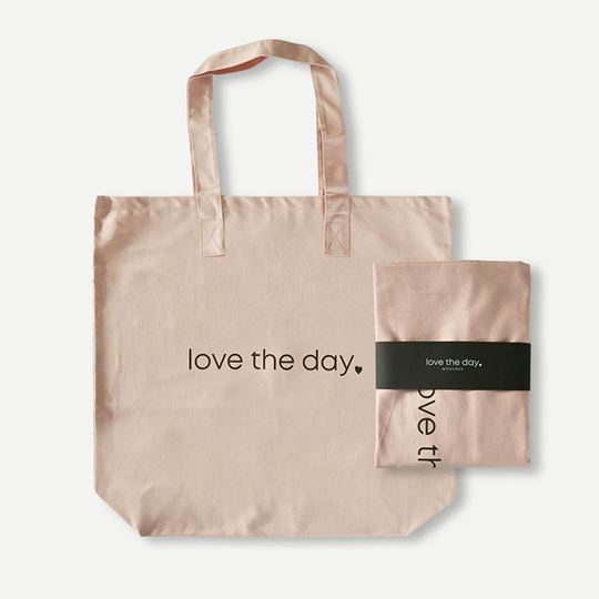 Image sur LOVE THE DAY cotton bag palepink, VE-5