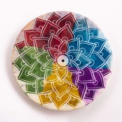Image de Regenbogen Mandala - Räucherstäbchenhalter aus Speckstein