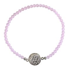 Immagine di Armband Blume des Lebens mit Rosenquarz Perlen