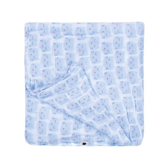 Bild von les chats - muslin swaddle  blue 120 x 120 cm, VE-2