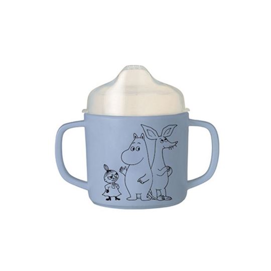 Bild von moomin - double handled cup with anti-slip base with removable cap  blue, VE-6