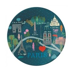 Immagine di le paris d'émilie - dessert plate blue paris map , VE-6