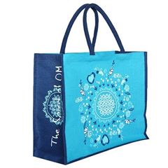 Immagine di Jutetasche Blume des Lebens in türkis/blau 33 x 40 cm von The Spirit of OM