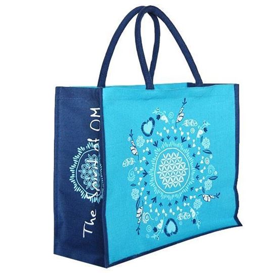 Bild von Jutetasche Blume des Lebens in türkis/blau 33 x 40 cm von The Spirit of OM