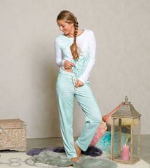 Picture of Pyjama-Oberteil in weiss/blue-breeze von The Spirit of OM