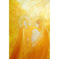 Immagine di Leinwandbild Goldene Engelbegegnung