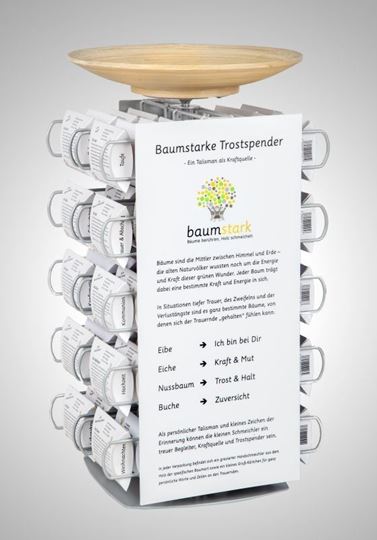 Bild von Baumstark Display für Theke Trostspender (VE-80) mit Holzschale + Mustern