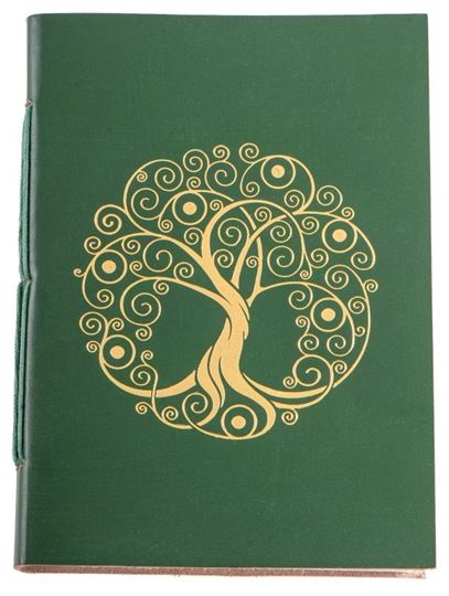 Image sur Schreibbuch mit Lebensbaum grün/gold