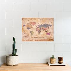 Picture of Woody Map - Watercolor - L - Old School