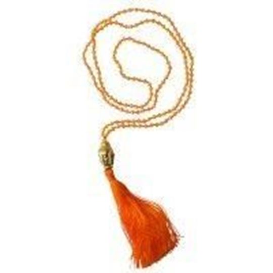 Bild von Buddha Mala orange mit 108 Glasperlen 58cm