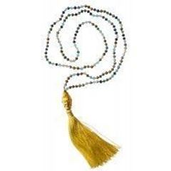 Image de Buddha Mala bunt/gelb mit 108 Glasperlen 58cm