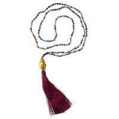 Immagine di Buddha Mala bunt/weinrot mit 108 Glasperlen 58cm