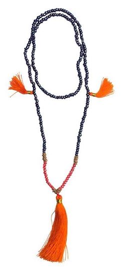Bild von Mala schwarz mit orangen Glasperlen 58cm