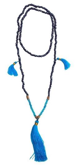 Picture of Mala schwarz mit türkisen Glasperlen 58cm
