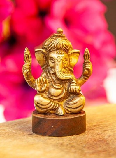 Image sur Ganesha aus Messing/Akazienholz, 6.5 cm