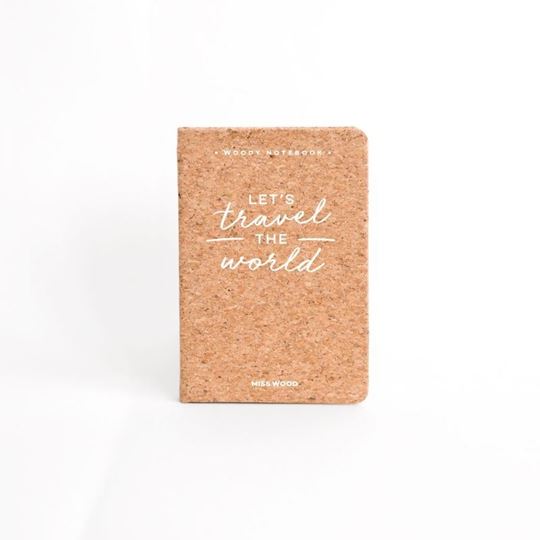 Bild von Woody Notebook Cork - A6 - Travel the world