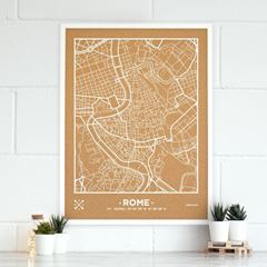 Picture of Woody Map Ciudades - Roma - XL- White Frame