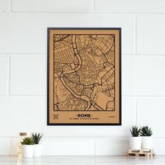 Picture of Woody Map Ciudades - Roma - L- Black - Black Frame