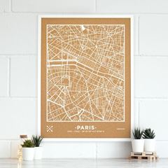 Image de Woody Map Ciudades - Paris - XL- White - White Frame