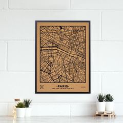 Image de Woody Map Ciudades - Paris - L- Black - Black Frame