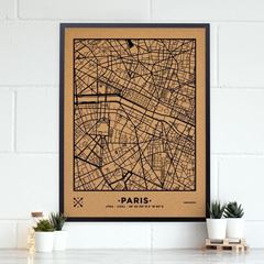 Image de Woody Map Ciudades - Paris - XL- Black - Black Frame